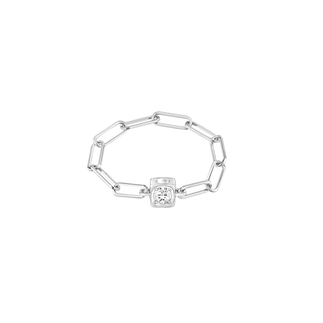 Le Cube Diamant White Gold and Diamond Chain Ring Dinh Van 208422